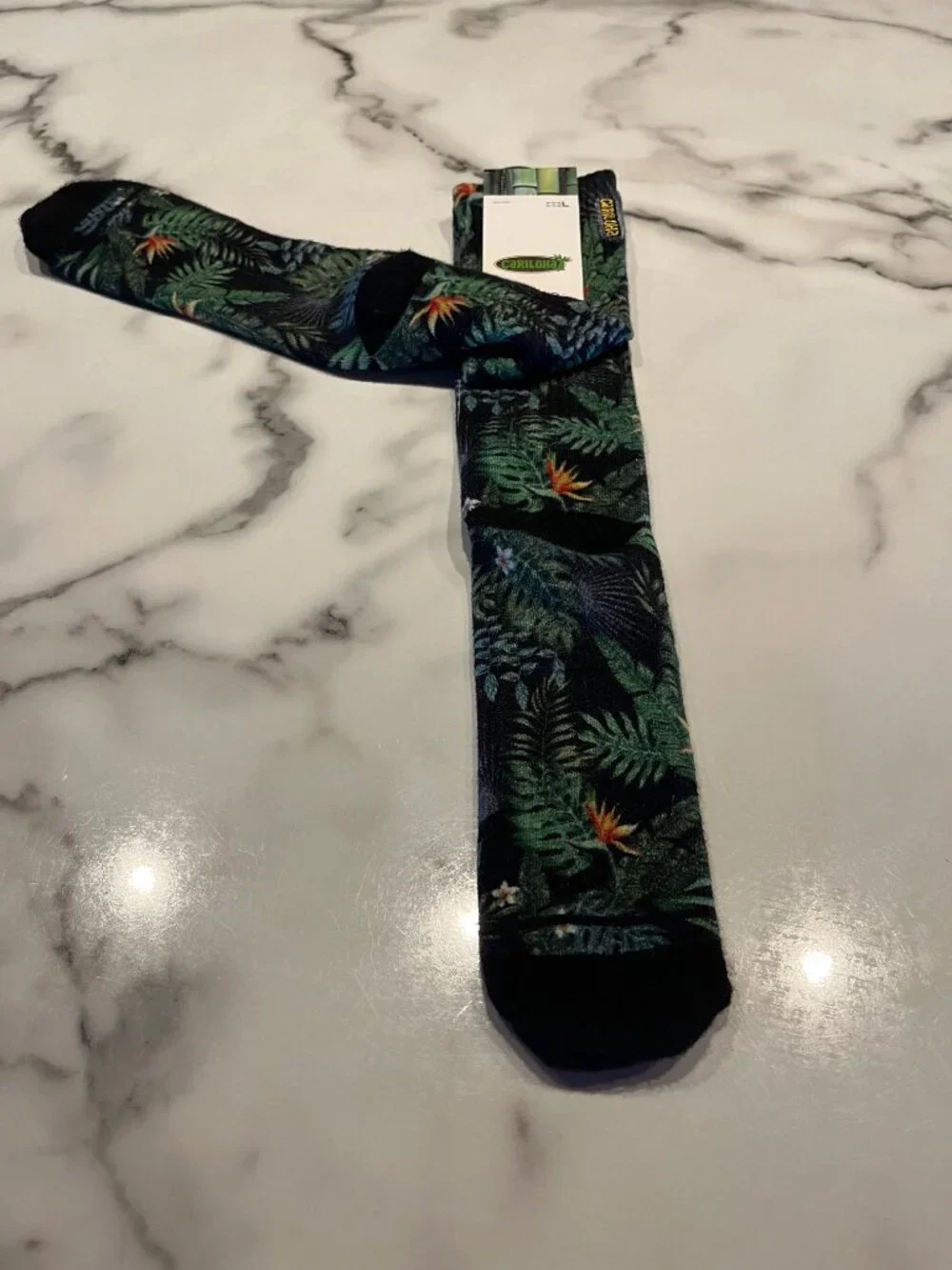 NWT Cariloha Bamboo Printed Crew Socks Tropical Foliage - Size L
